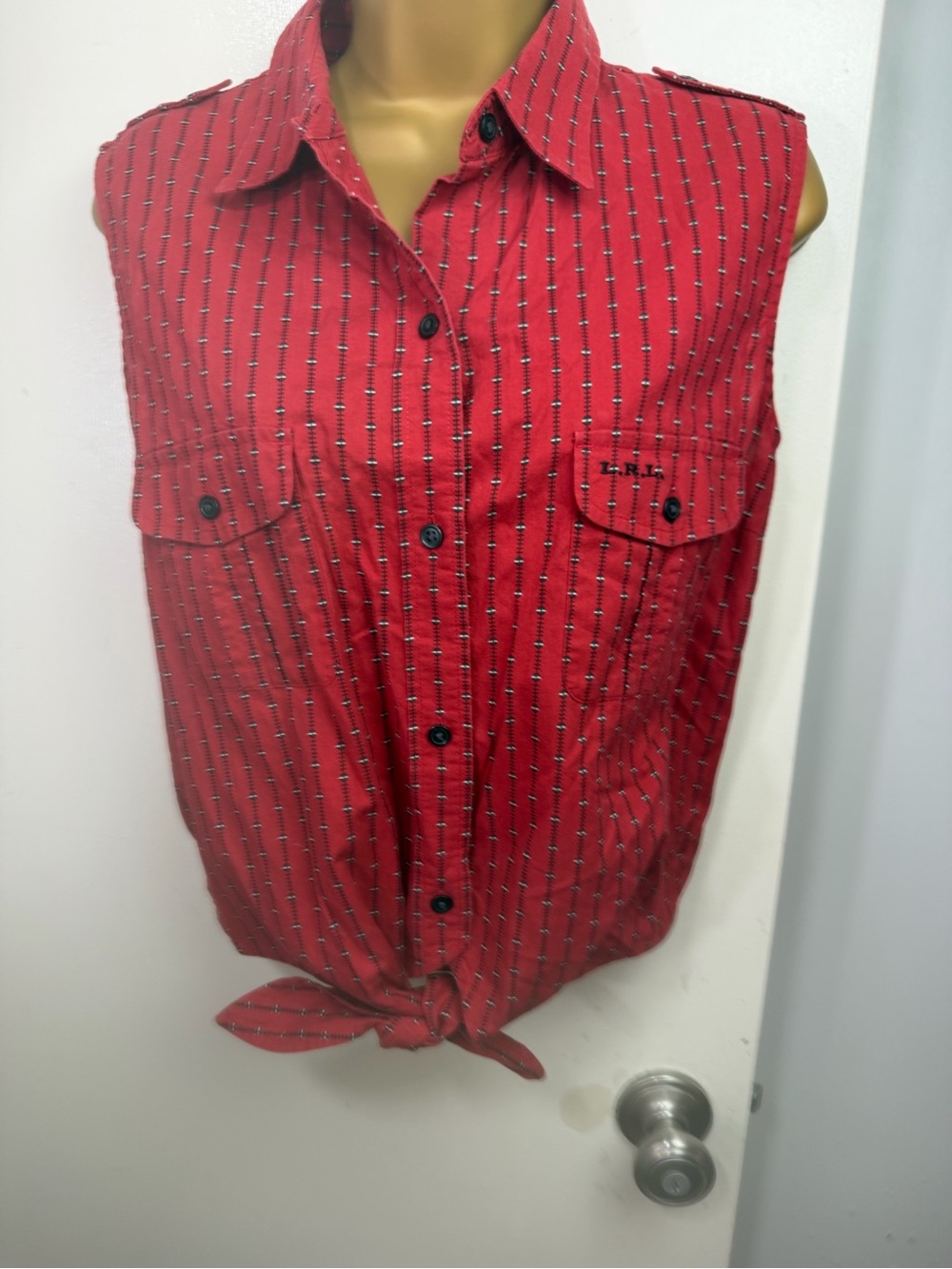 Lauren Ralph Lauren Red Vintage Button Front Printed Western Inspired Top 16 - Picture 5 of 16